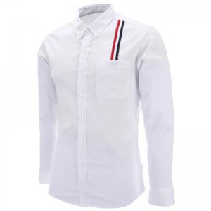 Stripe Patched Casual Dress Shirts