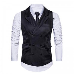 Men Formal Tweed Check Double Breasted Waistcoat